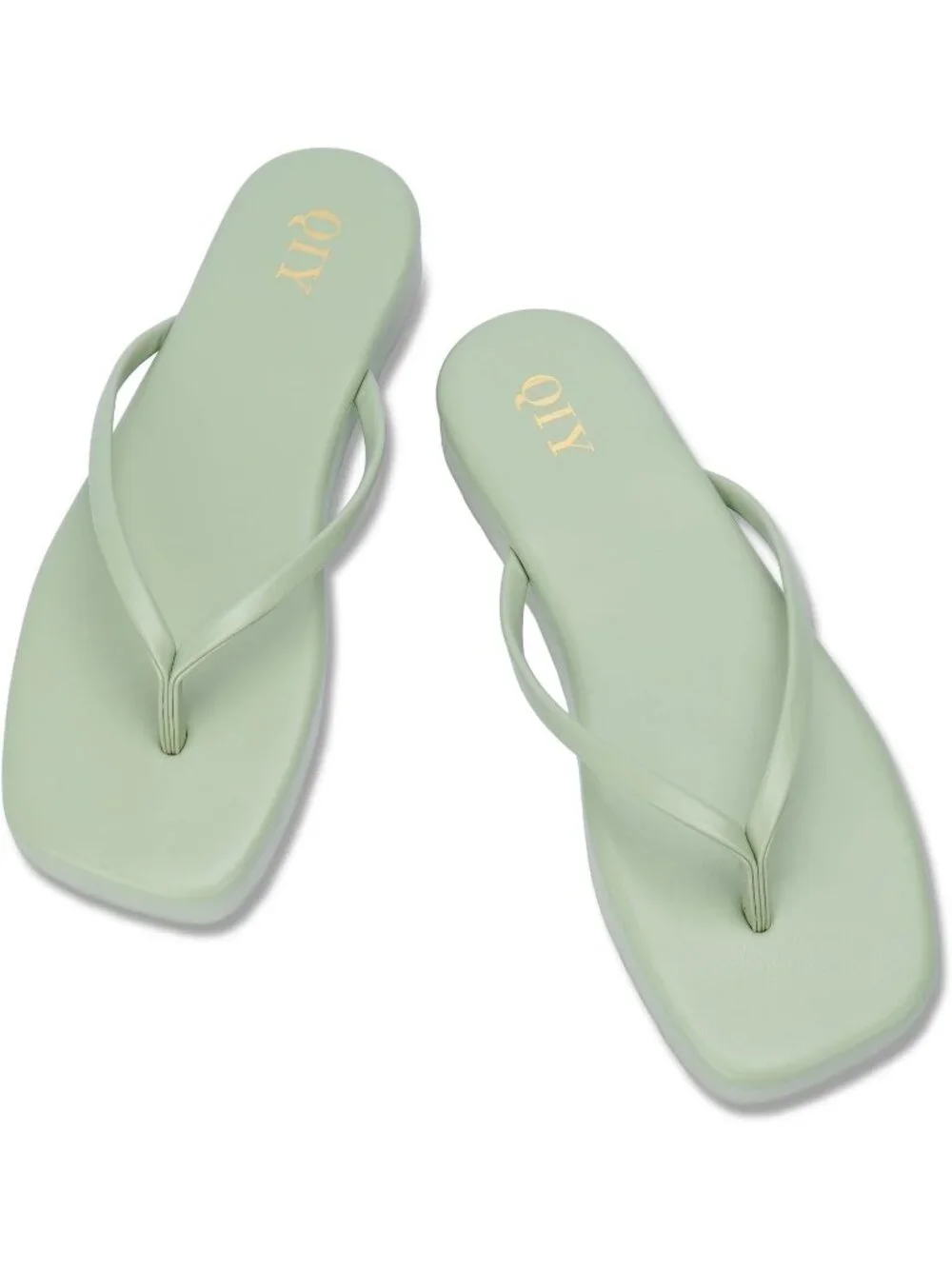 Women's Green Faux Leather Comfortable Square Toe Memory Foam Insole Sandals